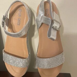 Rhinestone wedge sandals